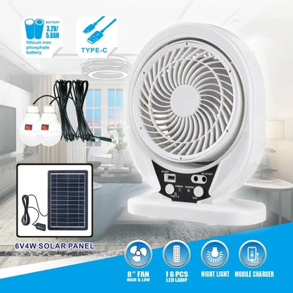 Abanico Solar Recargable Portatil